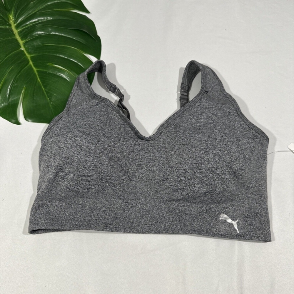 NEW PUMA [ XL ] Seamless Convertible Sports Bra in Heather Grey‎